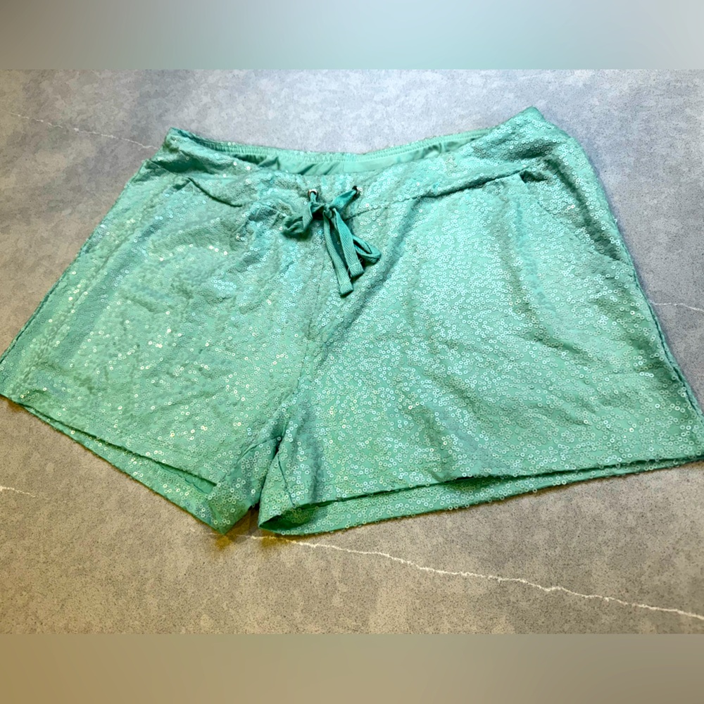 Mint Green Sequin Shorts